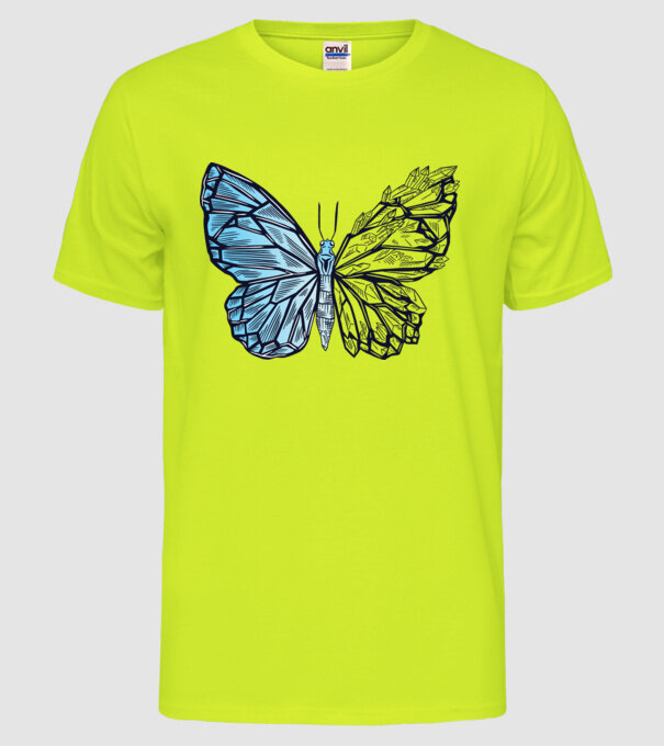 Fluture cristal model galben neon pe tricou