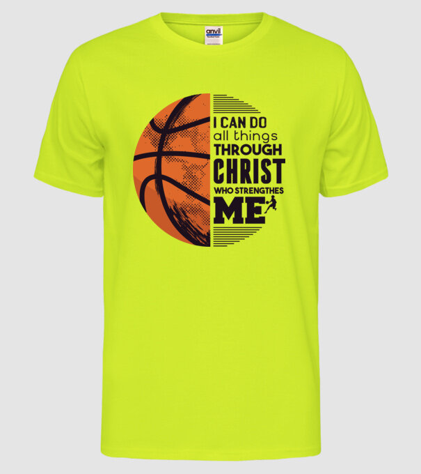 Cu ajutorul lui Hristos reușim Baschetbalist model galben neon pe tricou