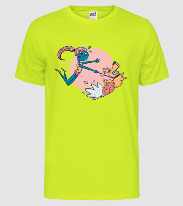 Plimbarea câinilor model galben neon pe tricou