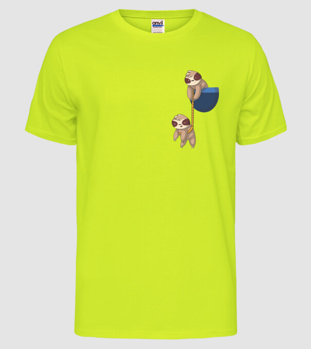 Leneș cu buzunar model galben neon pe tricou