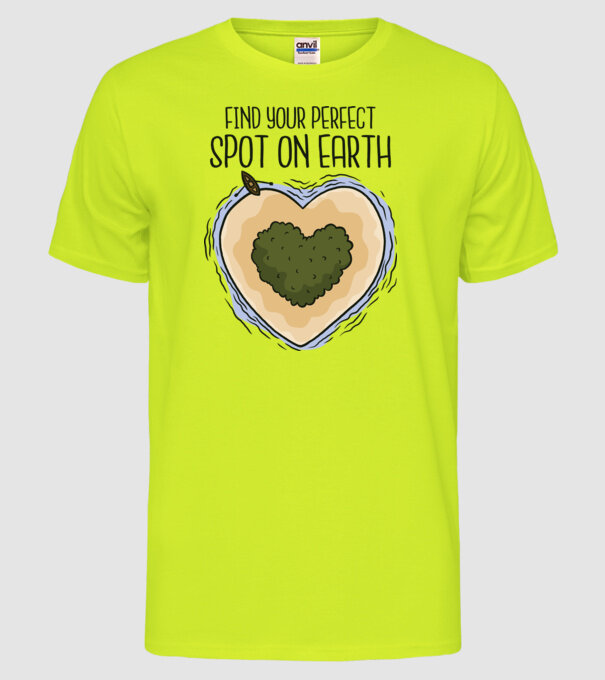 Insulă nelocuită model galben neon pe tricou