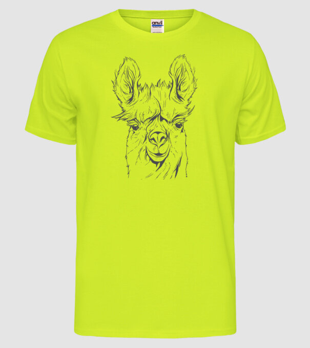 Cap de Lama model galben neon pe tricou