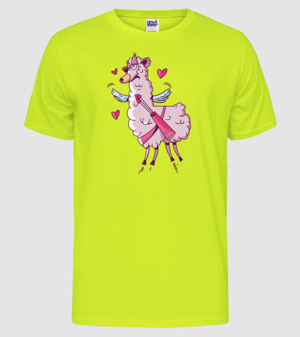 'Dragoste Llama pentru Valentine''s Day' model galben neon pe tricou