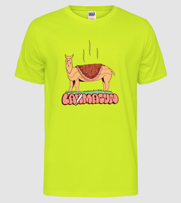 Lamacun Lama model galben neon pe tricou