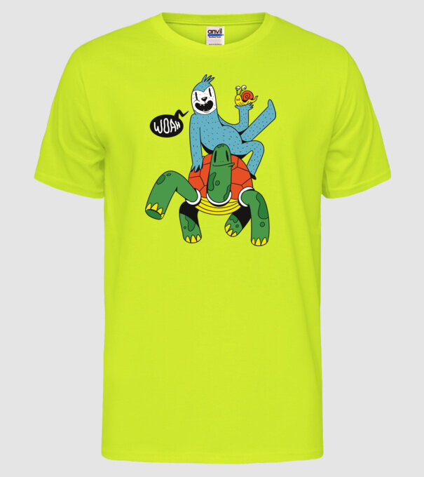 Animale lente model galben neon pe tricou