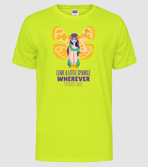 Leave a little sparkle wherever you go model galben neon pe tricou