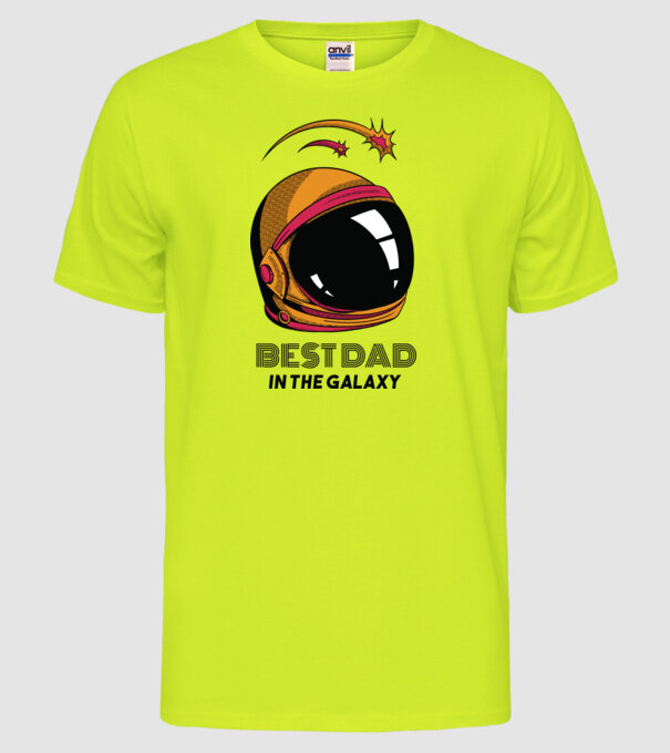 Cel mai bun tată din Galaxie model galben neon pe tricou