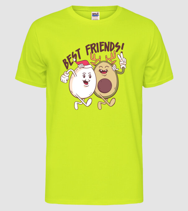 Cei mai buni prieteni vegan model galben neon pe tricou