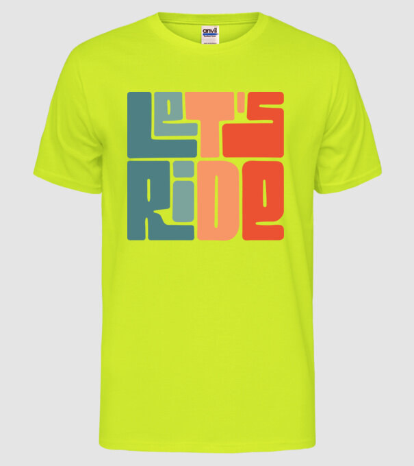 'Let''s Ride - Snowboard' model galben neon pe tricou