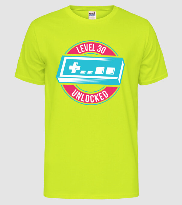 Level 30 Unlocked 30th Birthday model galben neon pe tricou