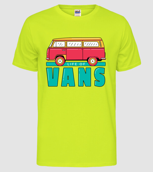 Life of Vans model galben neon pe tricou