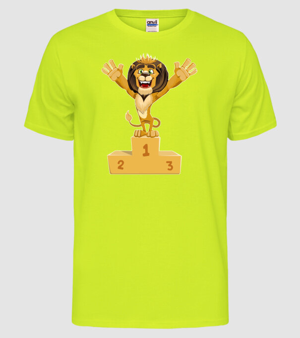 lion champion model galben neon pe tricou