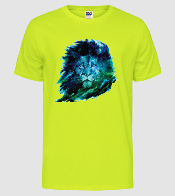 lion color splash model galben neon pe tricou