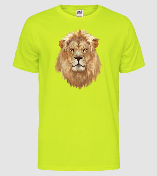 lion head paint model galben neon pe tricou