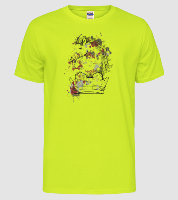 Coroană Cal - Șah model galben neon pe tricou