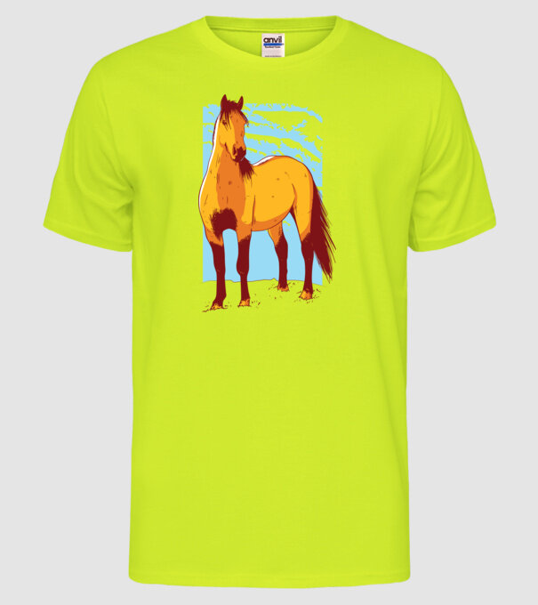 Cal - pentru călăreți model galben neon pe tricou