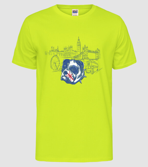 London Bulldog model galben neon pe tricou