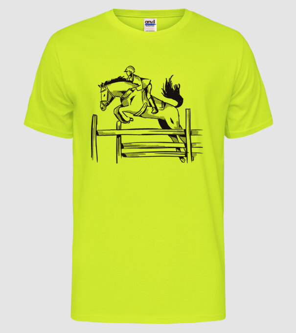 Călăreț model galben neon pe tricou