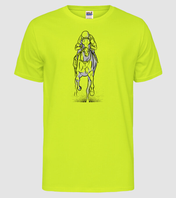Cursă de cai model galben neon pe tricou