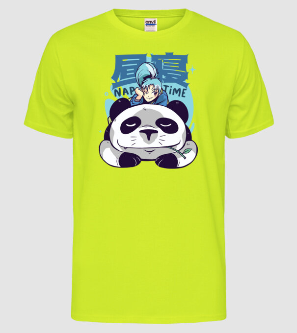 Anime Panda relaxare model galben neon pe tricou