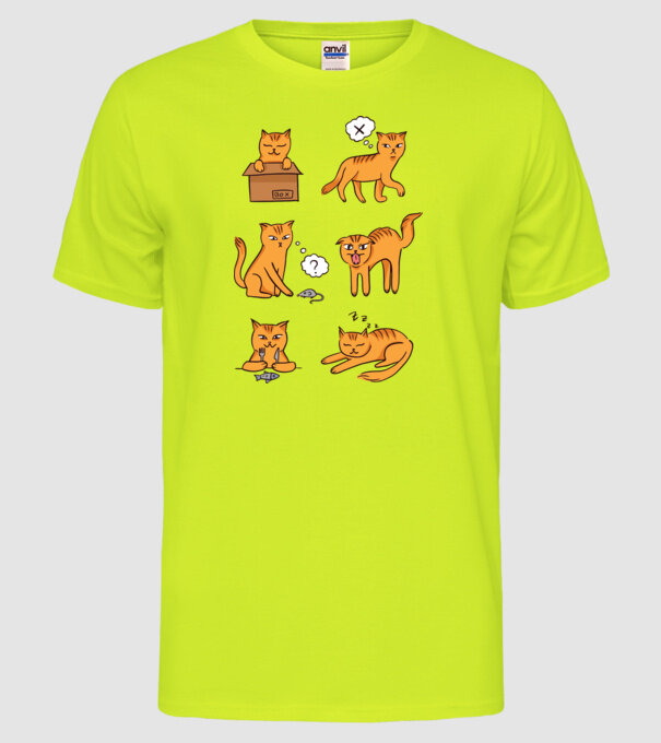 Caracteristici Pisică model galben neon pe tricou