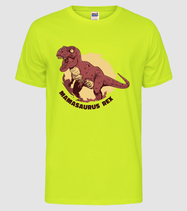 mamasaurus rex model galben neon pe tricou