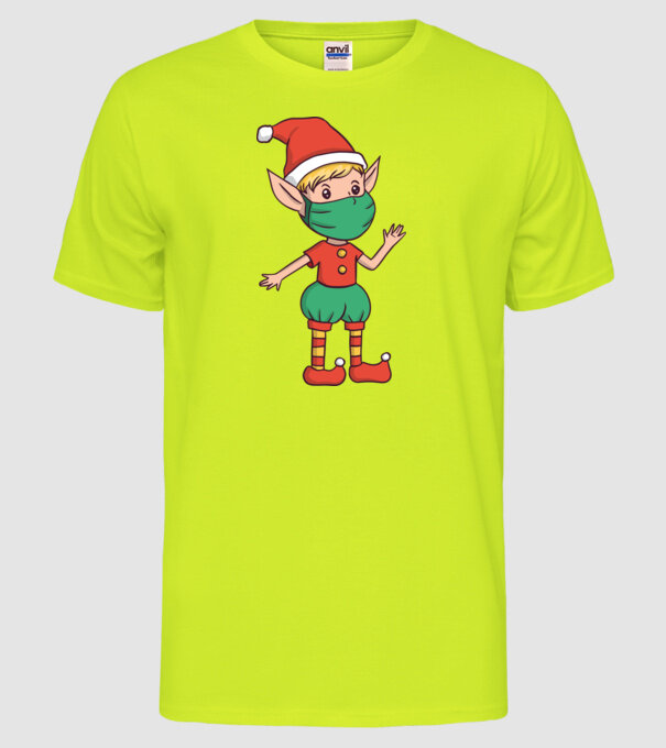 Elf cu mască model galben neon pe tricou