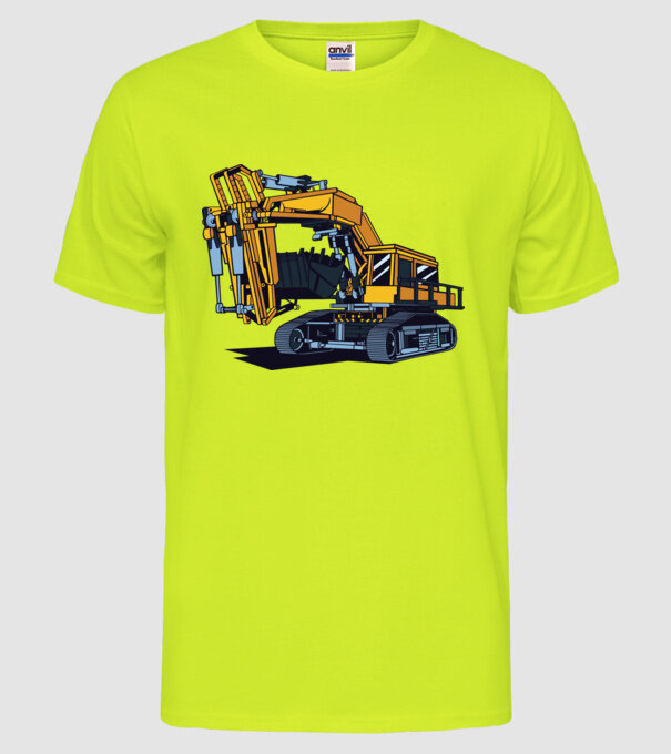 Excavator model galben neon pe tricou