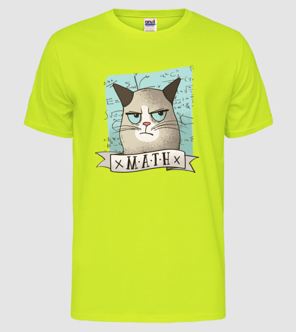 Pisică Matematică model galben neon pe tricou