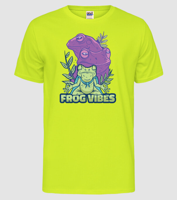 Broasca meditatoare model galben neon pe tricou