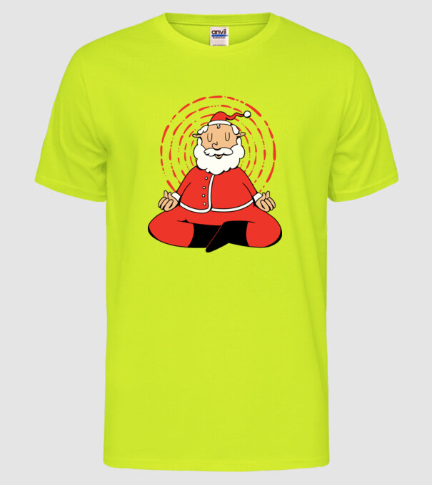 Moș Crăciun meditând model galben neon pe tricou