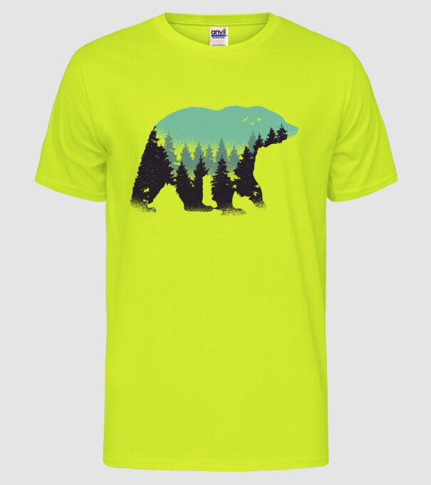 Urs pădure Natură tricou model galben neon pe tricou