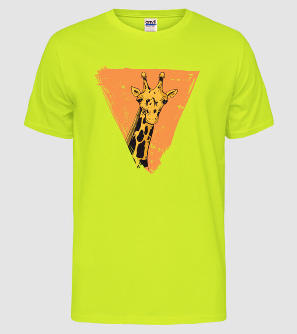 Girafă cool model galben neon pe tricou