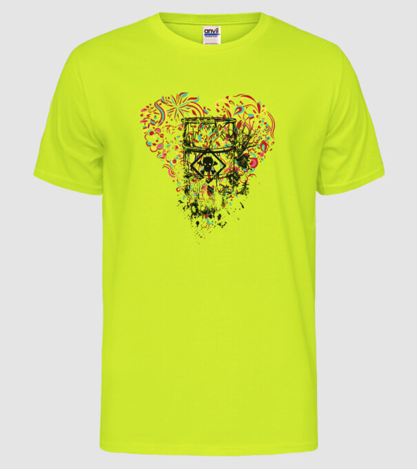 Inimă otrăvită model galben neon pe tricou