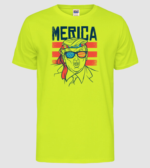 Merica Trump 2020 Usa model galben neon pe tricou