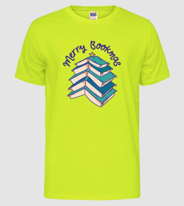 Merry Bookmas Crăciun cu cărți model galben neon pe tricou