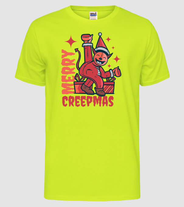 Merry Creepmas model galben neon pe tricou
