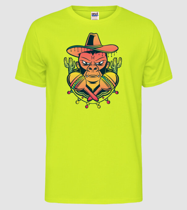 Gorila mexicană model galben neon pe tricou