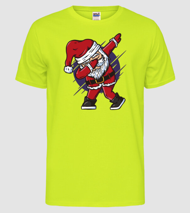 Moș Crăciun DAB model galben neon pe tricou