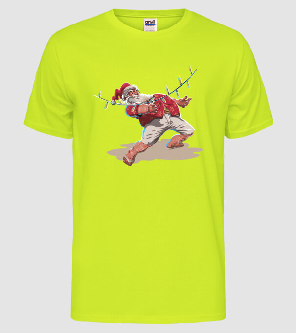 Limbo Moș Crăciun model galben neon pe tricou