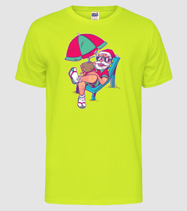Moș Crăciun în Vacanță de vară tricou amuzant Crăciun model galben neon pe tricou