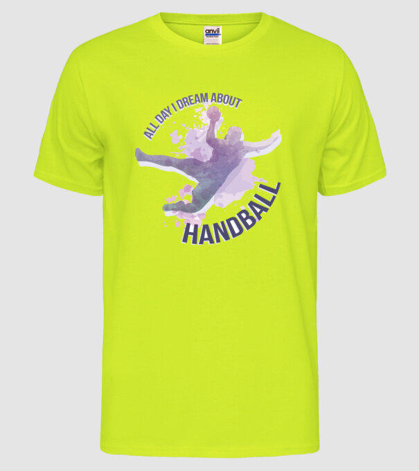 Visez la handbal în fiecare zi model galben neon pe tricou