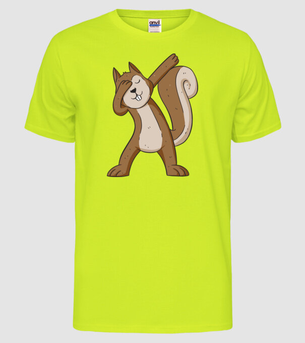Veverița DAB model galben neon pe tricou