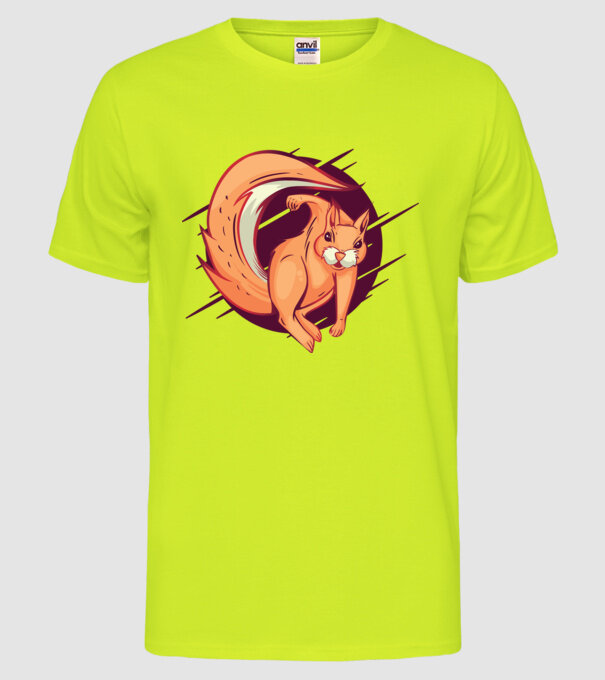 Supererou veveriță model galben neon pe tricou
