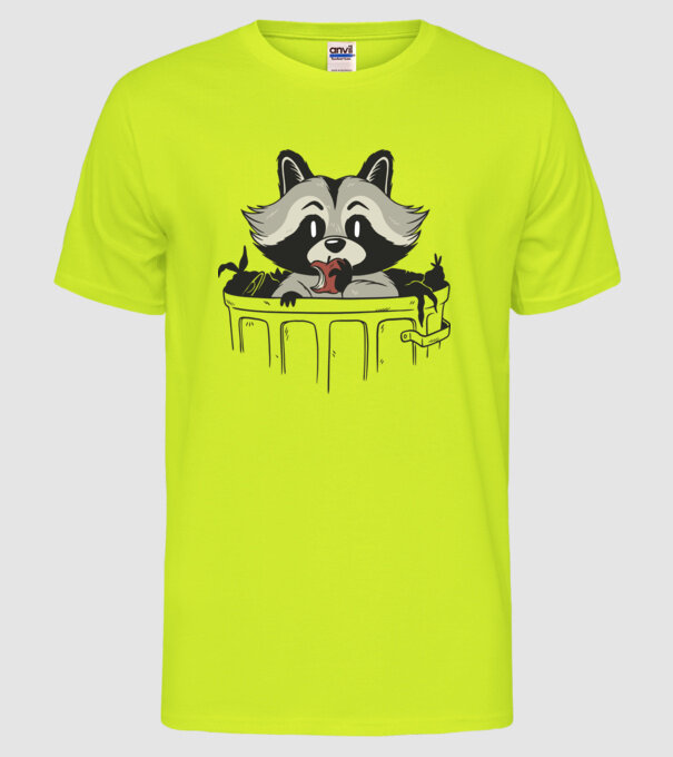 Raton în coș de gunoi model galben neon pe tricou
