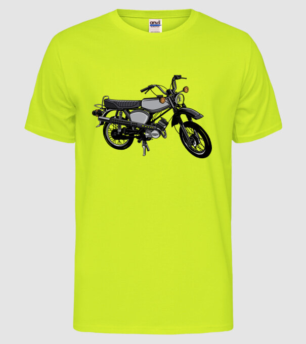 Motocicletă model galben neon pe tricou