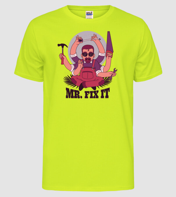Dl. Fix It - om priceput la toate model galben neon pe tricou