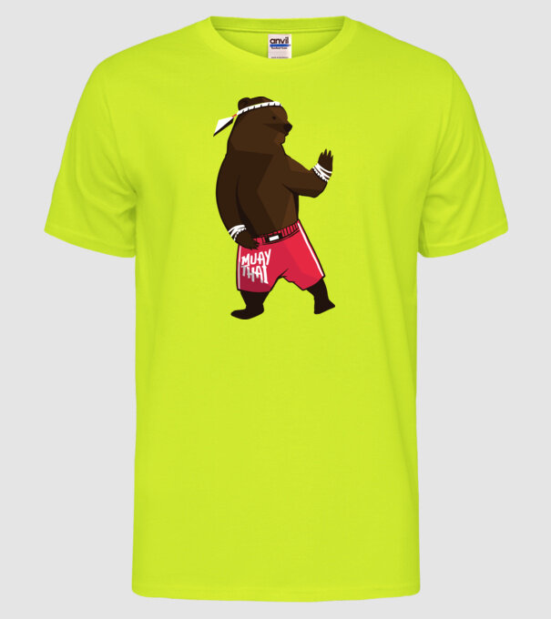 Urs Muay Thai model galben neon pe tricou