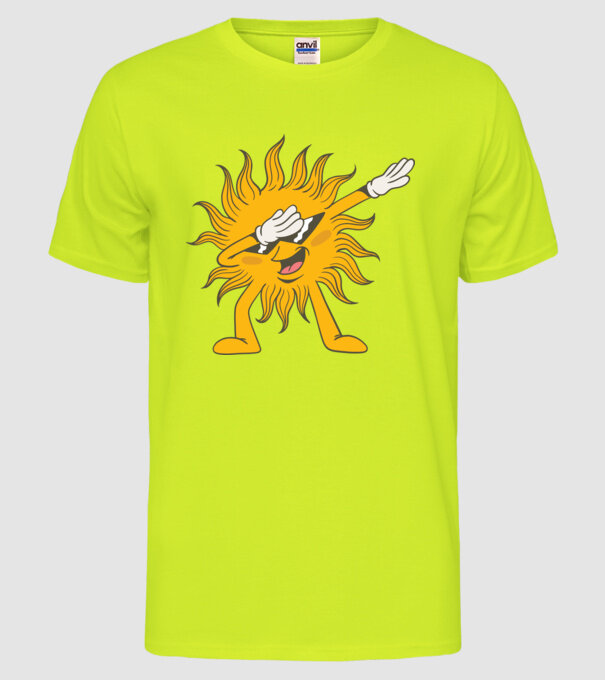 Soare DAB model galben neon pe tricou