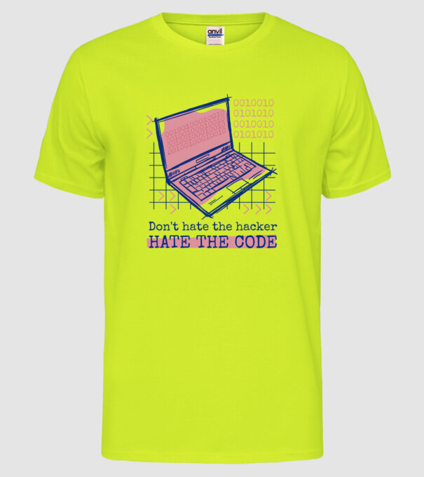 Nu urî hackerul, urăște codul model galben neon pe tricou